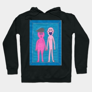 Pink Couple on Blue Hoodie